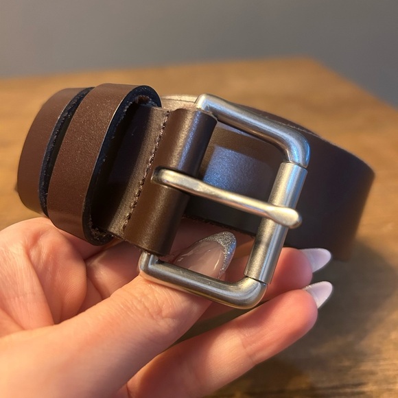 Polo Ralph Lauren Men’s Plaque Leather Roller Buckle Belt Dark Brown Sz 48 - Picture 3 of 5